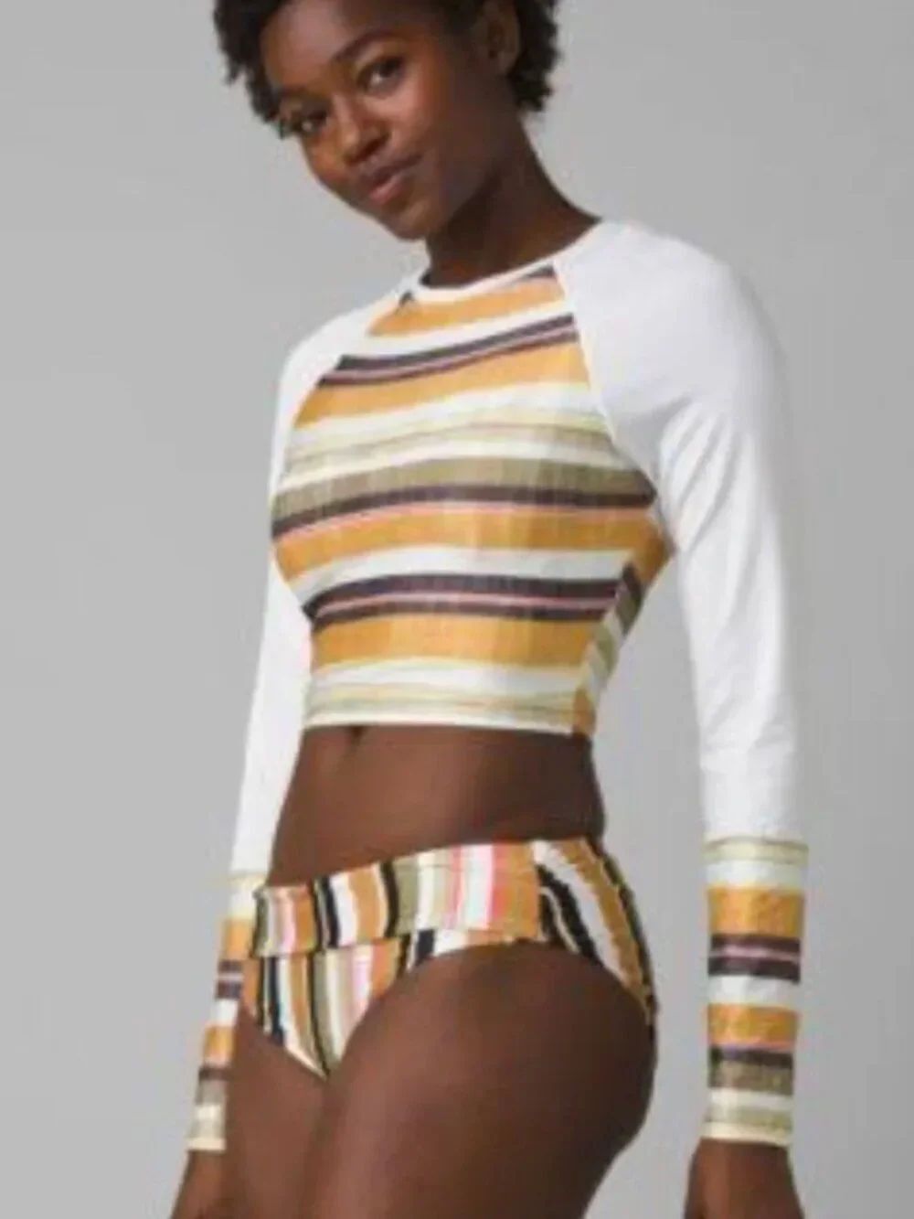 😎PRANA 😎 NEW - Edge Wave Cropped Striped Rashguard - [Small]